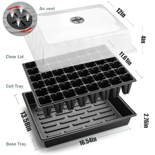 RooTrimmer 5-Pack No-Drip Seed Starting Trays with 4" Humidity Dome - size: 5p Trays+Domes+48 Cells