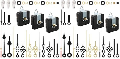 3 Pieces Non Ticking Quartz Clock Movement Mechanism with 6 Sets of Short Hands Battery Operated Clock Motor Kit for DIY Repair Replacement (0.7 inch/18 mm) (Pack of 2) - size: 0.7 inch (18 mm), Pack of 2