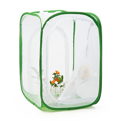 Two Doors Monarch Butterfly Habitat, Insect Mesh Cage, Caterpillar Enclosure Terrarium Pop-up (15.7 X 15.7 X 24 Inches) - size: 15.7 X 15.7 X 24 Inches
