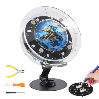 eUda+ STEM Interactive Lucky Wheel for 12-14-16-18+ Craft Kits for Teens 14-16 Stem Build Kits Ages 15-18 Physics Kits for 13-15 Year Old Soldering Practice Kit for Beginners (Soldering Version, RRM) - size: Round-Rumble Meow (RRM)