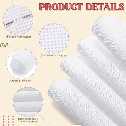 Frienda 28 Pcs Needlepoint Canvas 18 Mesh, 2 Sheets 16x20 Inch White - style: 18 Mesh