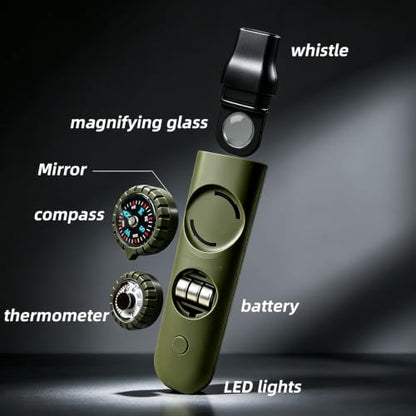 Emergency Survival Safety Whistle，Whistle for Kids with Lanyard,Compass,Thermometer,Ideal for Kayaking, Boating, Hiking, Camping, Climbing - color: Army Green Whistle