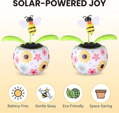 Solar Dancing Solar Powered Dancing Bee Toy in Colorful Shape Flip Flap Animated Bobblehead Dancer Window Sun Catcher Car Dashboard Decor Solar Power Kits Learning and Education
