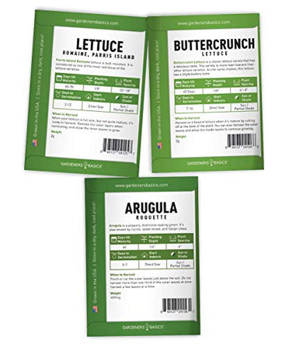 Beginner Indoor Garden Lettuce Kit - Includes Romaine, Buttercrunch Lettuces, Spinach, Arugula, and Kale Heirloom Seeds, Pots, Soils and Plant Markers - Complete Indoor Vegetable Garden Starter Kit