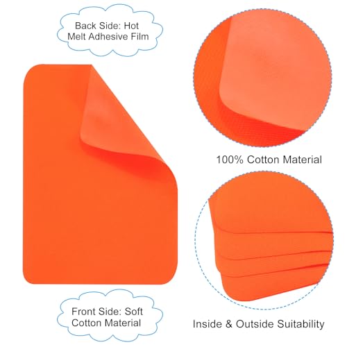 PATIKIL Fabric Iron-on Patches 8Pcs 5x4Inch Repair Patches Kit Orange-red - color: Orange-red