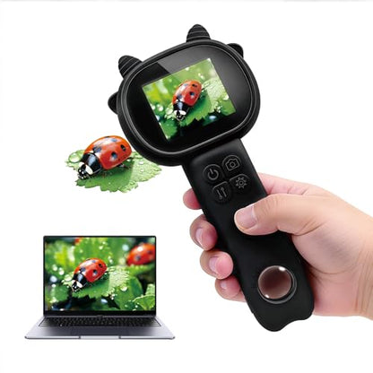 Microscope for Kids 500x Magnification,4X Zoom Mini Pocket Handheld Microscope with 2.0" Screen for Toddlers-STEM Educational Science Kit Toddler for Boys Girls Aged 3-12(Black) - color: Black