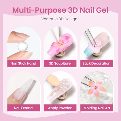 3D Nail Gel Sculpting Gel 4 Colors 3d Gel Nail Art Non Stick Hand Solid Builder Gels Home Manicure, Nail Salon, Nail Charms, Solid, Extension, Carving, Molding Hard Gels - color: Clear, White, Pink,Nude