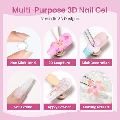 3D Nail Gel Sculpting Gel 4 Colors 3d Gel Nail Art Non Stick Hand Solid Builder Gels Home Manicure, Nail Salon, Nail Charms, Solid, Extension, Carving, Molding Hard Gels - color: Clear, White, Pink,Nude