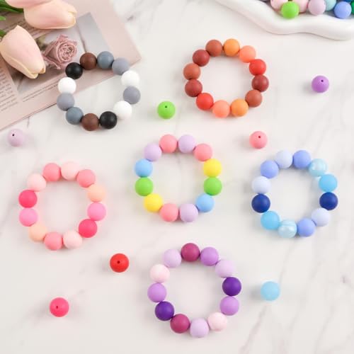 ZIFTY 150Pcs Silicone Beads for Keychain Making Kit 15mm Bulk Macaron Color - color: Macaron-150Pcs
