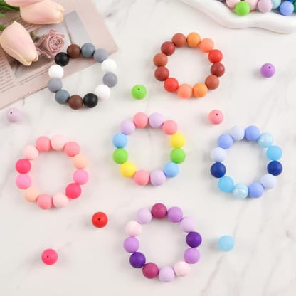 ZIFTY 150Pcs Silicone Beads for Keychain Making Kit 15mm Bulk Macaron Color - color: Macaron-150Pcs