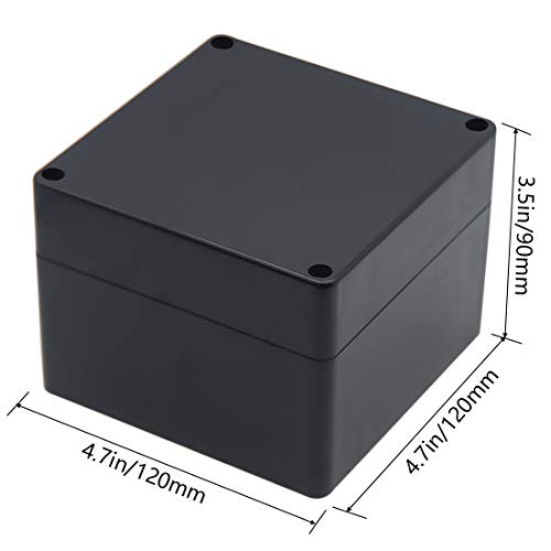 Junction Box, Zulkit Project Box IP65 Waterproof Outdoor Box ABS Plastic Electrical Boxes Electronic Enclosure Black4.7 x 4.7 x 3.5 inch(120 x 120 x 90 mm)(Pack of 2) - size: 4.7" x 4.7" x 3.5"(Pack of 2)