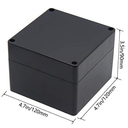 Junction Box, Zulkit Project Box IP65 Waterproof Outdoor Box ABS Plastic Electrical Boxes Electronic Enclosure Black4.7 x 4.7 x 3.5 inch(120 x 120 x 90 mm)(Pack of 2) - size: 4.7" x 4.7" x 3.5"(Pack of 2)