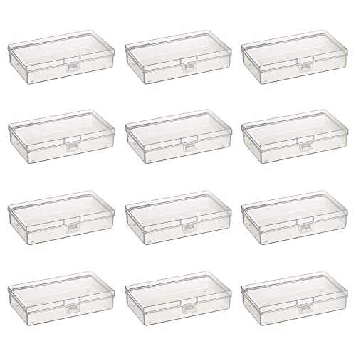 12 Pack Rectangular Clear Plastic Storage Containers - size: 5.7 x 2.95 x 1.18 inch
