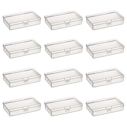 12 Pack Rectangular Clear Plastic Storage Containers - size: 5.7 x 2.95 x 1.18 inch