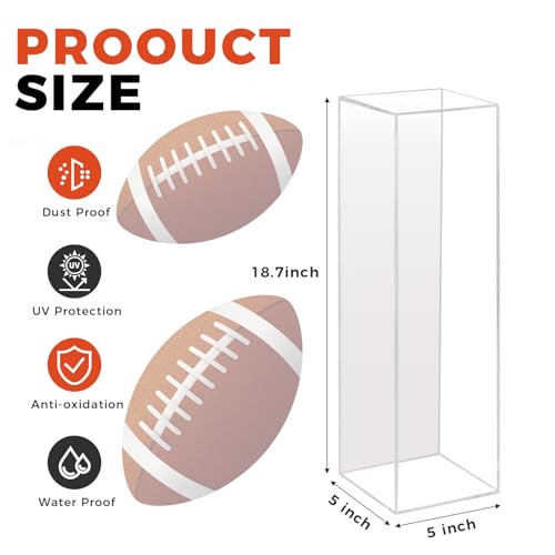 Clear Football End Zone Pylon Display Case with Mirrored, Acrylic Shadow Box for Football End Zone Pylon UV Protecting Game Day, 18.7" H x 5" L x 5" W - size: Football End Zone Pylon Display Case