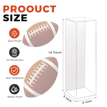 Clear Football End Zone Pylon Display Case with Mirrored, Acrylic Shadow Box for Football End Zone Pylon UV Protecting Game Day, 18.7" H x 5" L x 5" W - size: Football End Zone Pylon Display Case