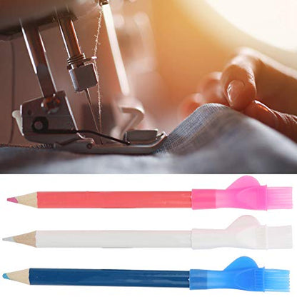 Metal Sewing Ruler, 3.9 Inch Multifunctional Gauge with Brush 3Pcs Tailor Pens for Embroidery Handicraft DIY Tailoring Lineation Precise 10cm Knitting Gauge for Fabric Marking