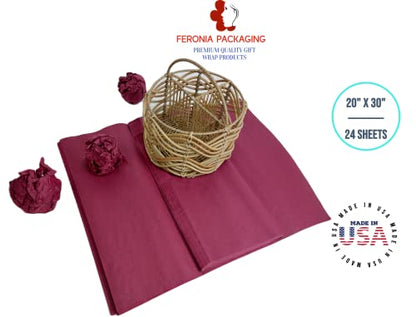 Cranberry Tissue Paper Squares, Bulk 24 Sheets, Premium Gift Wrap and Art Supplies for Birthdays, Holidays, or Presents by Feronia packaging, Large 20 Inch x 30 Inch - color: Cranberry