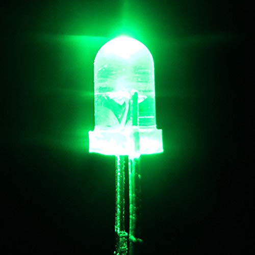 Novelty Place 100pcs 5mm Clear LED Diode Lights - Super Bright Transparent DC 3V 20mA Light Emitting Diode LED Bulbs - DIY Science Project Electronic Components Lighting Kit (Green Light) - color: Green