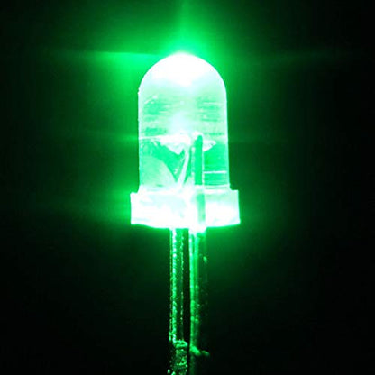 Novelty Place 100pcs 5mm Clear LED Diode Lights - Super Bright Transparent DC 3V 20mA Light Emitting Diode LED Bulbs - DIY Science Project Electronic Components Lighting Kit (Green Light) - color: Green