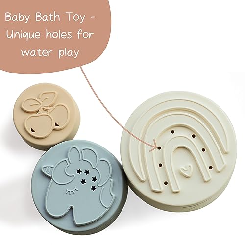 Moonkie Stacking Cups Toy, Fun Educational Baby Toys Silicone Soft Teething Toy, Age 6+ Months, 7 Piece Set - color: Retro