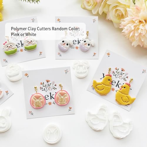 Easter Polymer Clay Cutters Set - 12pcs Sharp & Durable Bunny, Chick, Ice Cream & Egg Shapes for DIY Earring Jewelry Making, Soft Clay Crafts & Spring Holiday Supplies - color: 2K color