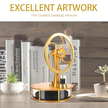 HZZ92 Upgrade Low Temperature Stirling Engine Kit Steam Heat Educational Model Classroom Teaching Stirling Engine Adult Desktop Educational Toys Brass Aluminum Stirling Engine- Gold - color: Gold