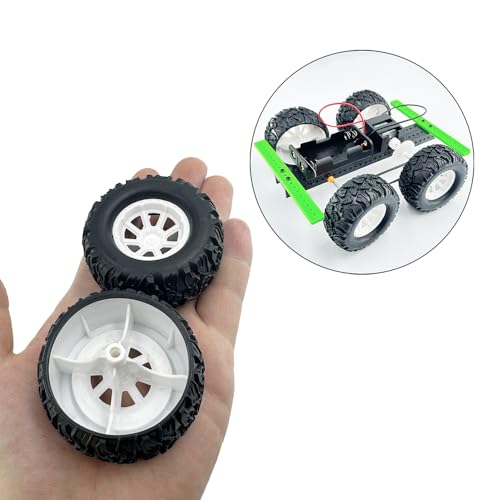 4PCS Toy Car Wheel Model Car Rubber Tire Wheels with Metal Shaft Round Rod Axles for RC Car Truck Robot DIY Model Toy Wheel Replace Parts (3x55mm) - style: 3x55mm