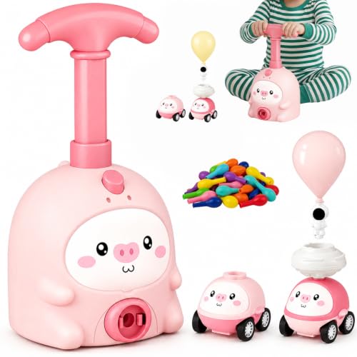 Pink Balloon Launcher Toy Set with 2 Cars & 26 Balloons - color: Pink