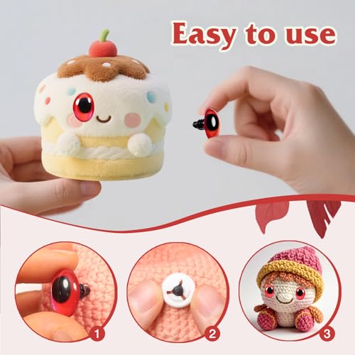 TOAOB 28pcs Oval Safety Eyes with Washers 13 x 18mm Stuffed Animals Craft Plastic Pink Red Doll Eyes for DIY Amigurumis Crochet Puppet Making - color: Pink