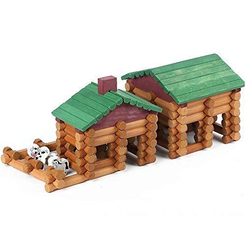 170 PCS Classic Building Log Toys, Wood Logs Set Set for Boy, Creative Construction Educational Gift for Kids Ages 3+ - style: 170 PCS