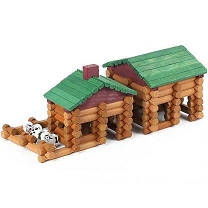 170 PCS Classic Building Log Toys, Wood Logs Set Set for Boy, Creative Construction Educational Gift for Kids Ages 3+ - style: 170 PCS