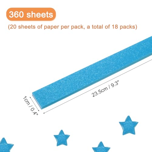 MECCANIXITY 360 Sheets Origami Paper Glitter Stars Papers Lake Blue Fold Paper for Beginner Arts Crafts Projects,0.4 x 9.3 Inch - color: Lake Blue, size: 0.4 x 9.3 Inch