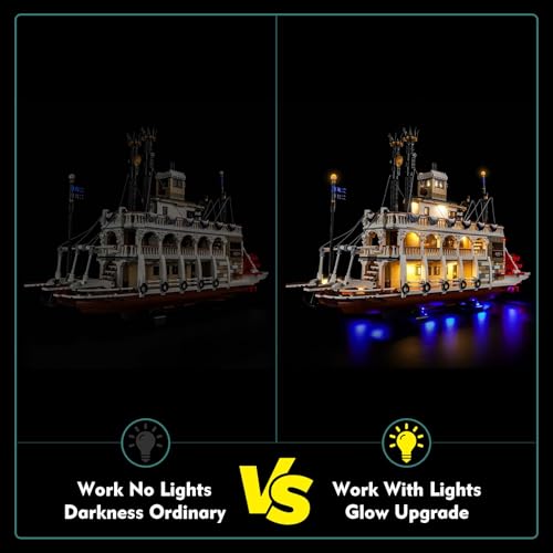 LocoLee Light kit Compatible with Lego 21356 River Steamboat - No Model Only Light, LED Lighting Accessories Compatible with Lego 21356 Canal Steamers Building Set (Standard Version) - style: Standard Version