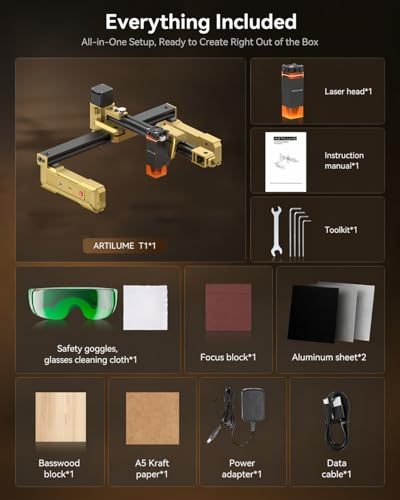 Artilume T1 Infrared Laser Engraver for Metal with App Control - T1 IR1W - color: Gold-infrared Laser 1w With App