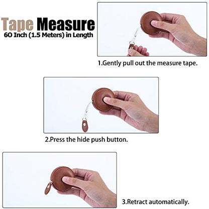 Sewing Tape Measure, Medical Body Cloth Tailor Craft Dieting Measuring Tape, 60 Inch/1.5M Dual Sided Retractable Ruler with Push Button Round(1 Pack, Blue) - color: Black Brown Green 3 pack