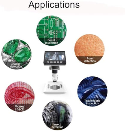 4.3" Digital Microscope for Adults, USB Coin Magnifier with 8 Lights - color: White