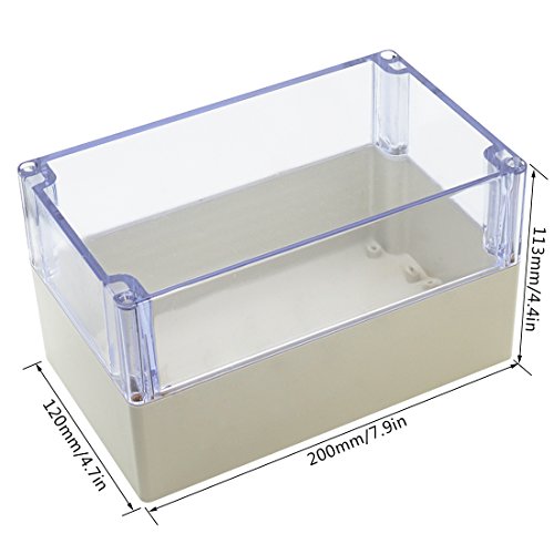 LeMotech ABS Plastic Junction Box Dustproof Waterproof IP65 Electrical Enclosure Box Universal Project Enclosure Grey with PC Transparent Clear Cover 7.9 x 4.7 x 4.4 inch(200 x120 x113 mm) - size: 7.9"x4.7"x4.4"