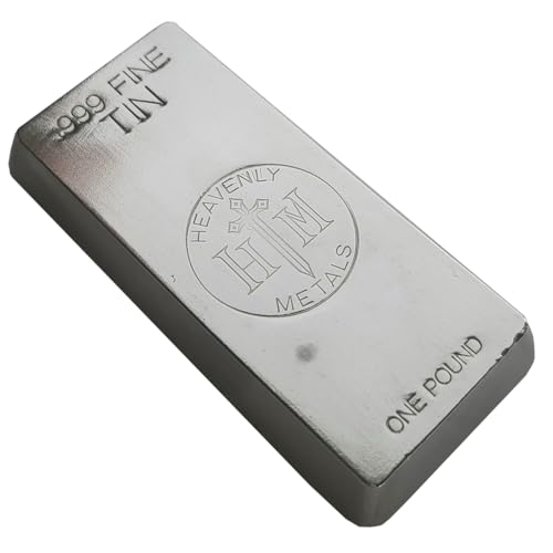 1 Pound 99.9% Pure Tin Ingot – Hand Poured Tin Metal Bullion Bar - Low Melting Point Metal for Casting, Soldering, Science Experiments or Paperweight - color: Tin