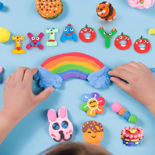 Ixiaoyoo Air Dry Clay, 64 Colors Foam Modeling Clay for School Projects - color: 64 Colors