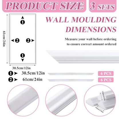 Colingmill Accent Wall Molding Kit Premade Panel,3set,12x24in - size: 12x24in