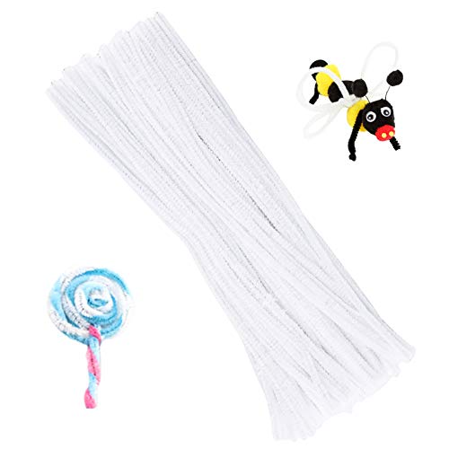 100 Pieces Pipe Cleaners Craft Chenille Stem White Pipe Cleaners - color: White