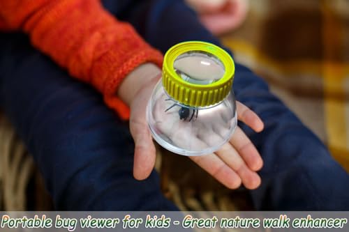 Bug Viewer for Kids 3X Magnifying Insect Observation Kit Built-in 7cm Ruler with 2 Slant Tweezers Bug Jar Catcher Cage for Kids Science Nature Exploration (2Pack Yellow) - color: 2pack Yellow