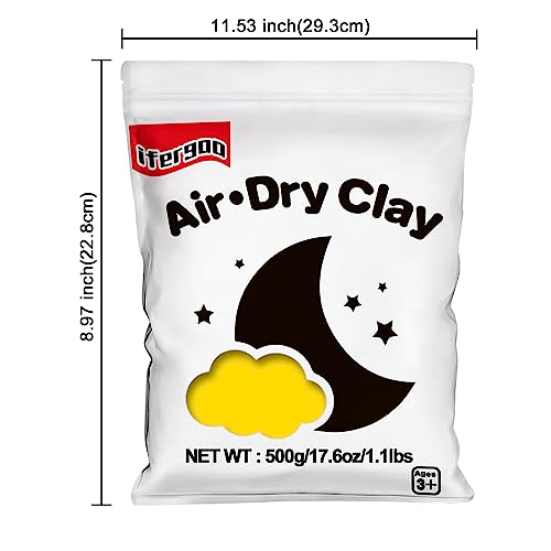 ifergoo 500g Yellow Air Dry Clay, 1.1LBS Foam Magic Modeling Clay for Kids - color: Yellow/500g