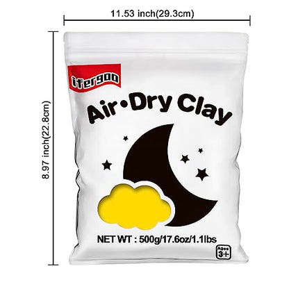 ifergoo 500g Yellow Air Dry Clay, 1.1LBS Foam Magic Modeling Clay for Kids - color: Yellow/500g