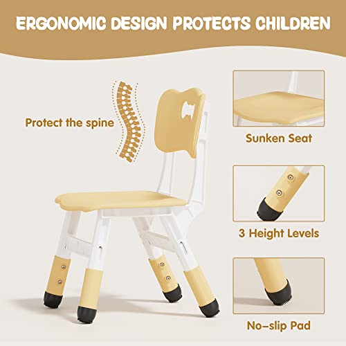 Brelley Height Adjustable Toddler Table and 2 Chairs Set, Beige - color: Beige