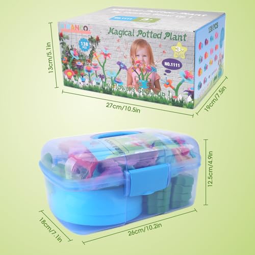 BIRANCO. Flower Garden Building Set - Grow up! Fun Stacking Toys for Toddlers and Kids Age 3-6 Year Olds, Educational Activity for Preschool, Cool STEM Gardening Gifts for Girls (138 PCS) - style: with 2 big flowerpots