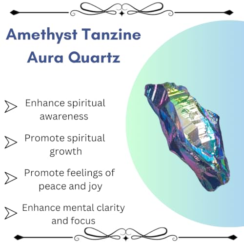 Crystals, Rocks, Jade, Crystals and Healing Stones, Witchcraft Supplies, Healing Crystals, Stones, Healing Stones, Rock Collection, Agate, Raw Stones (Amethyst Tanzine Aura Quartz, 2 Pcs) - color: Amethyst Tanzine Aura Quartz