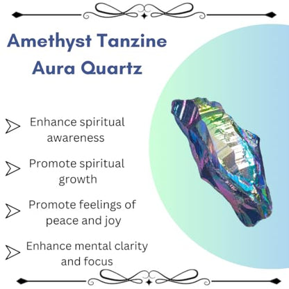 Crystals, Rocks, Jade, Crystals and Healing Stones, Witchcraft Supplies, Healing Crystals, Stones, Healing Stones, Rock Collection, Agate, Raw Stones (Amethyst Tanzine Aura Quartz, 2 Pcs) - color: Amethyst Tanzine Aura Quartz