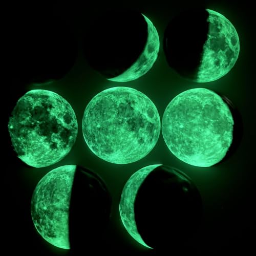 Phases of the Moon Kit with 8 Glow-in-the-Dark 3-D Moons and 67 Glow-in-the-Dark Adhesive Stars with Phases of the Moon Guidebook